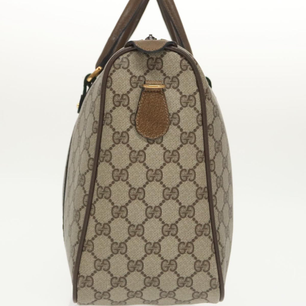 GUCCI Web Sherry Line GG Supreme Hand Bag PVC 2way Beige 39 02 041 99665
