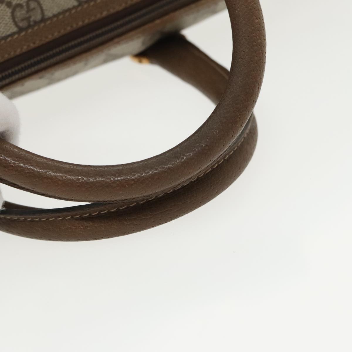 GUCCI Web Sherry Line GG Supreme Hand Bag PVC 2way Beige 39 02 041 99665