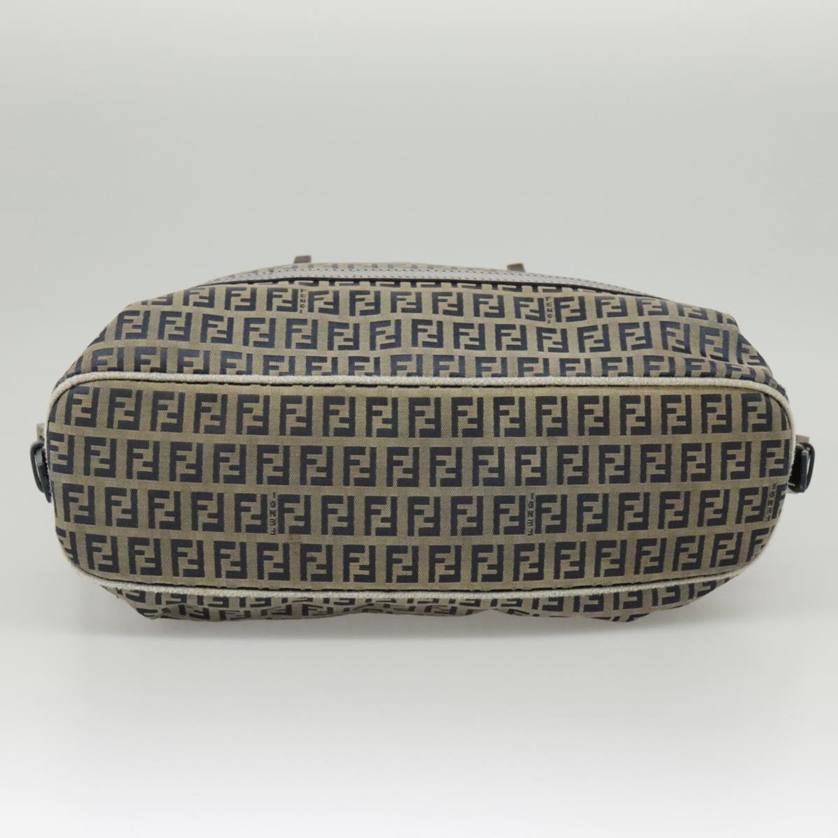 FENDI Zucchino Canvas Hand Bag Navy Silver 99666