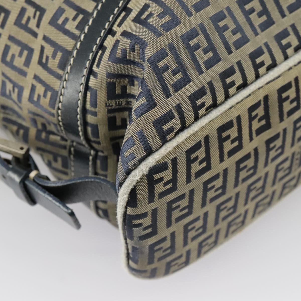 FENDI Zucchino Canvas Hand Bag Navy Silver 99666
