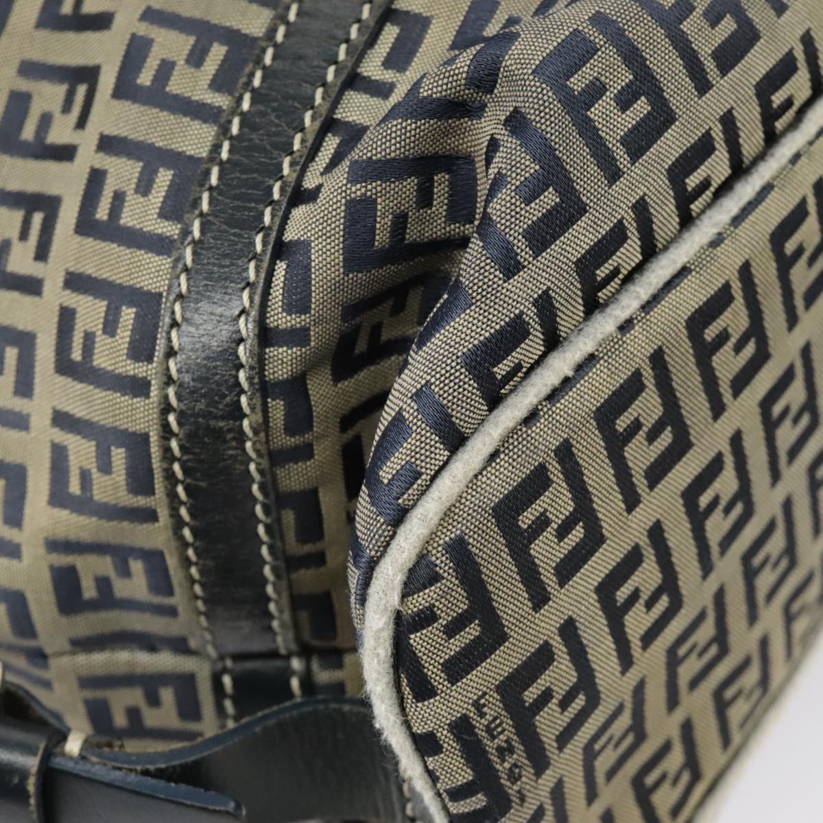 FENDI Zucchino Canvas Hand Bag Navy Silver 99666