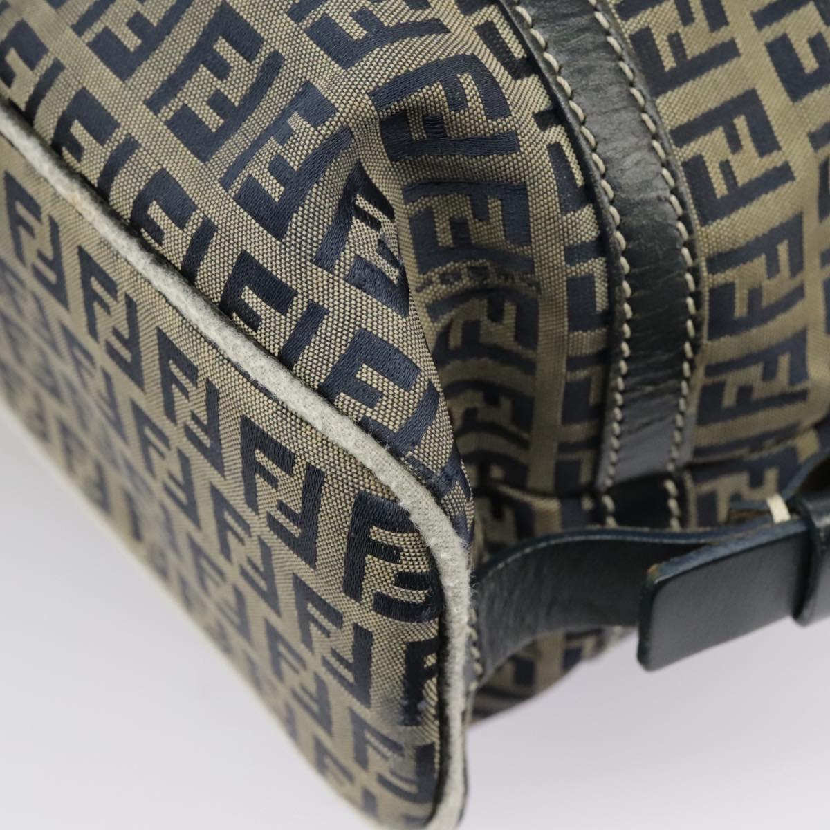 FENDI Zucchino Canvas Hand Bag Navy Silver 99666