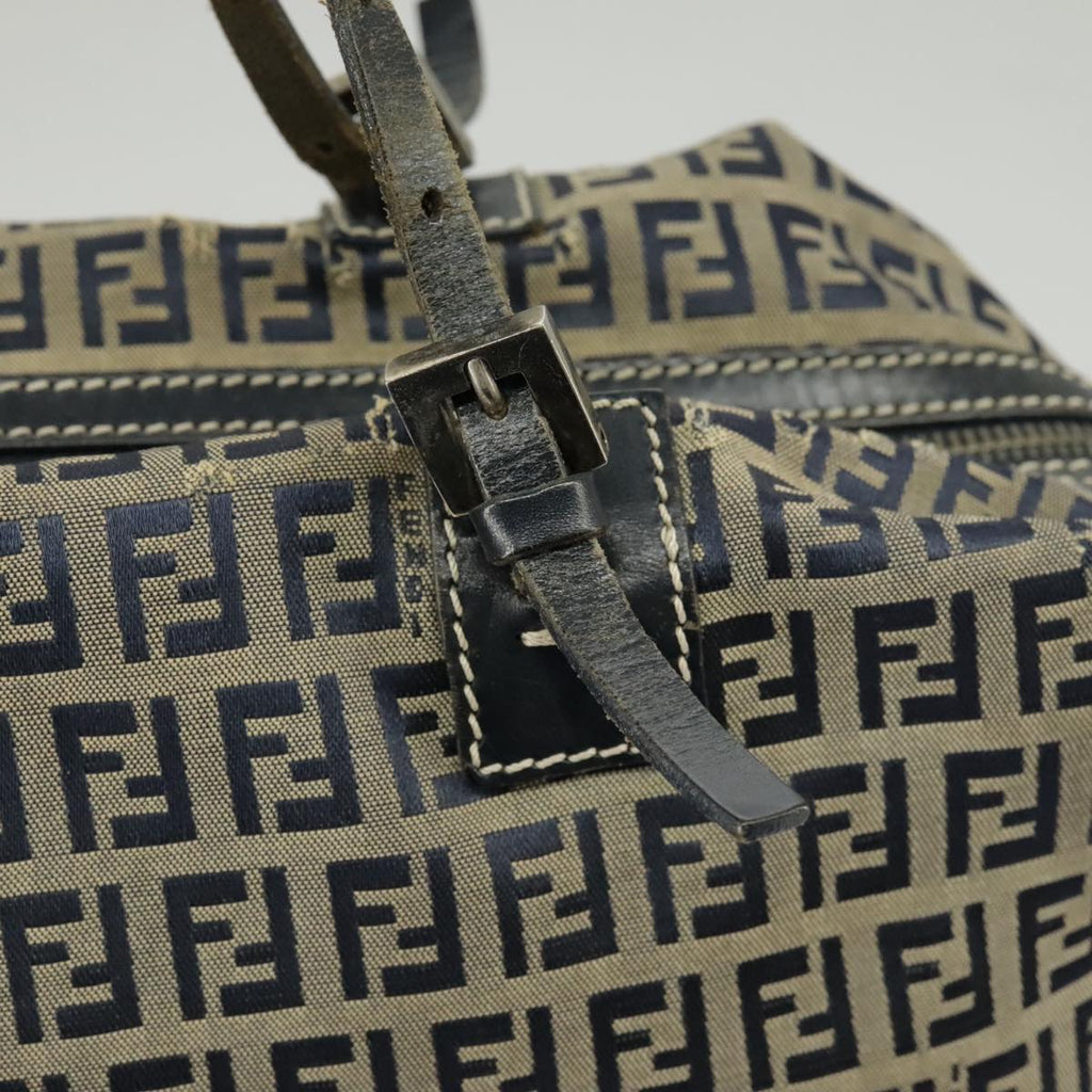 FENDI Zucchino Canvas Hand Bag Navy Silver 99666