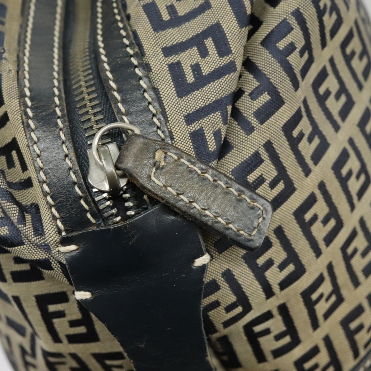 FENDI Zucchino Canvas Hand Bag Navy Silver 99666