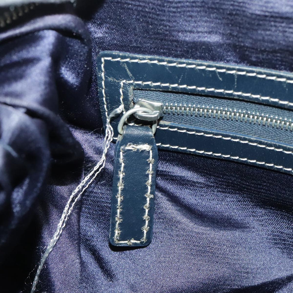 FENDI Zucchino Canvas Hand Bag Navy Silver 99666
