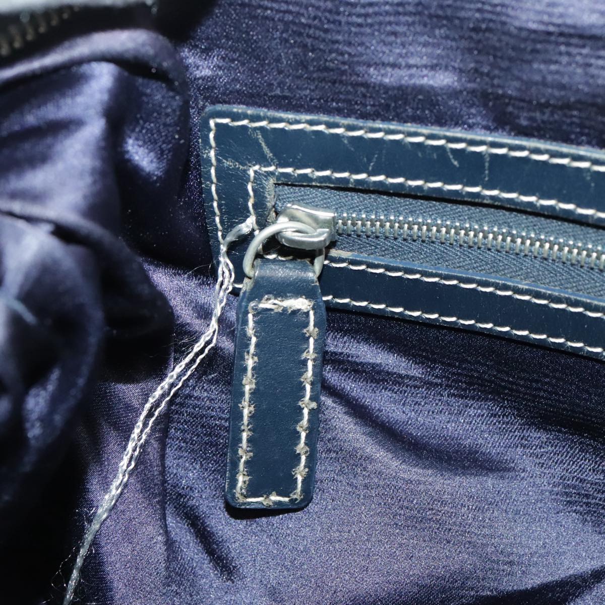 FENDI Zucchino Canvas Hand Bag Navy Silver 99666