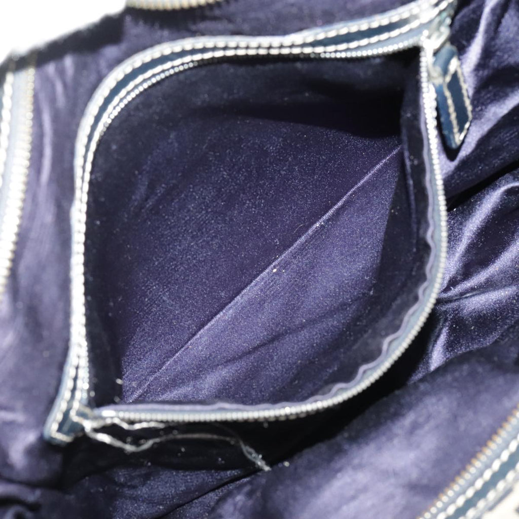 FENDI Zucchino Canvas Hand Bag Navy Silver 99666