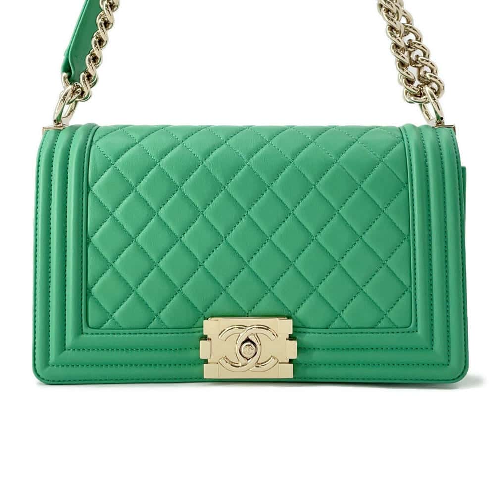 CHANEL Boy Chanel ChainShoulder Bag GreenA67086 Lambskin Size 25