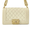 CHANEL Boy Chanel ChainShoulder Bag IvoryA67085 Caviar Leather Size 20