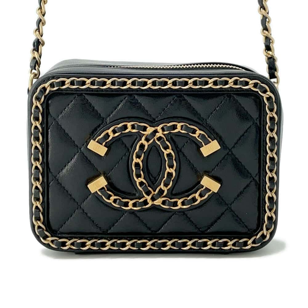 CHANEL CCFiligree Mini ChainShoulder BlackA84452 Lambskin