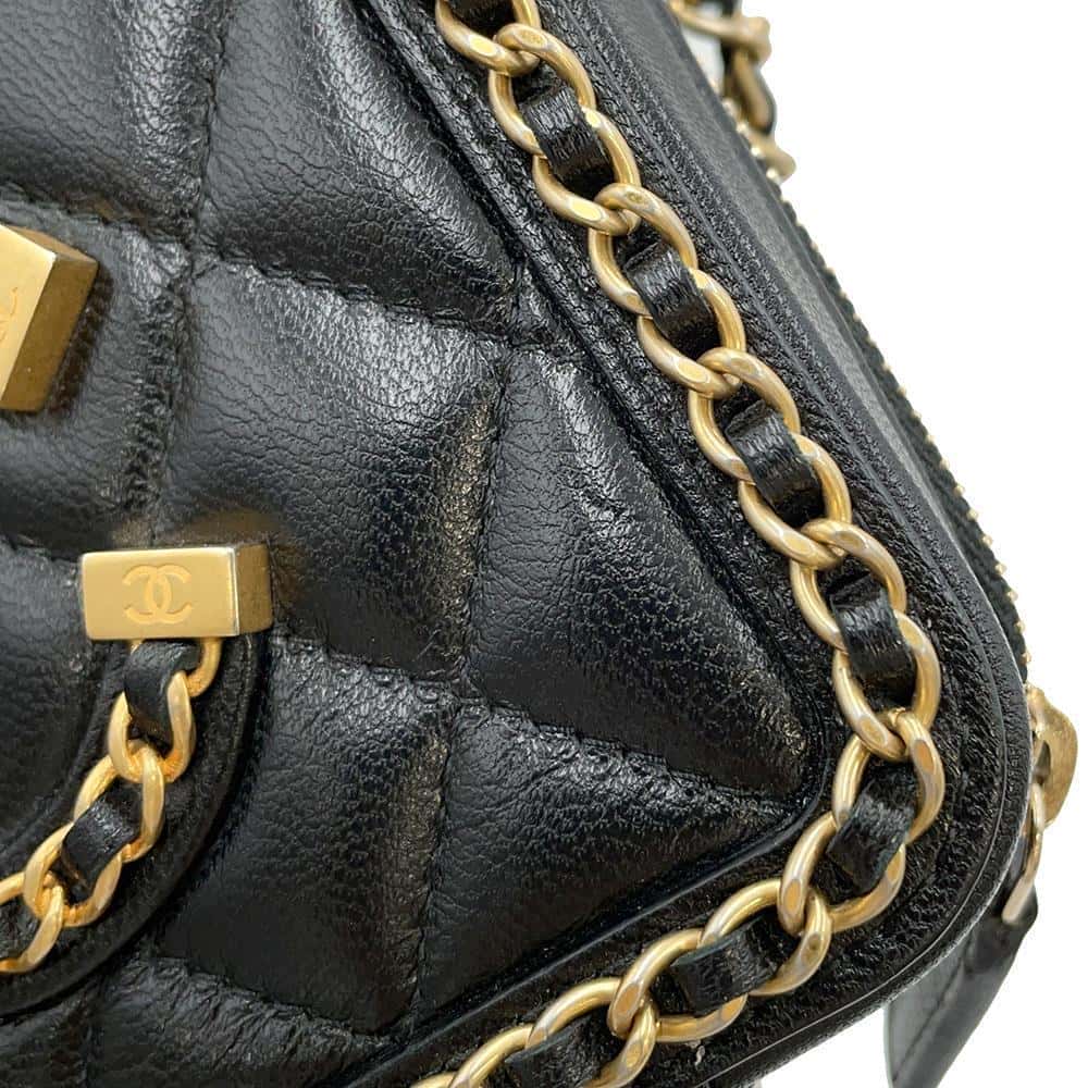 CHANEL CCFiligree Mini ChainShoulder BlackA84452 Lambskin