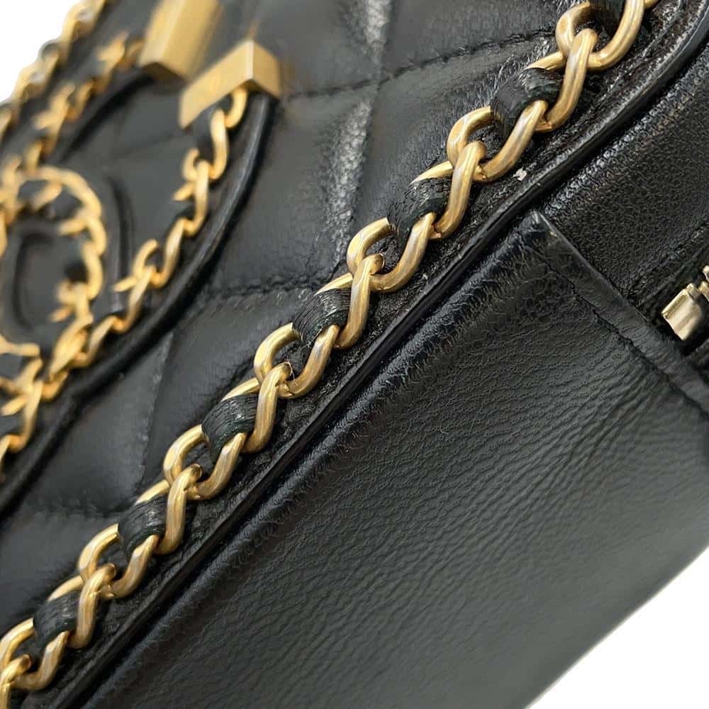 CHANEL CCFiligree Mini ChainShoulder BlackA84452 Lambskin