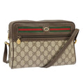 GUCCI GG Supreme Web Sherry Line Shoulder Bag PVC Beige 119 02 088 99670