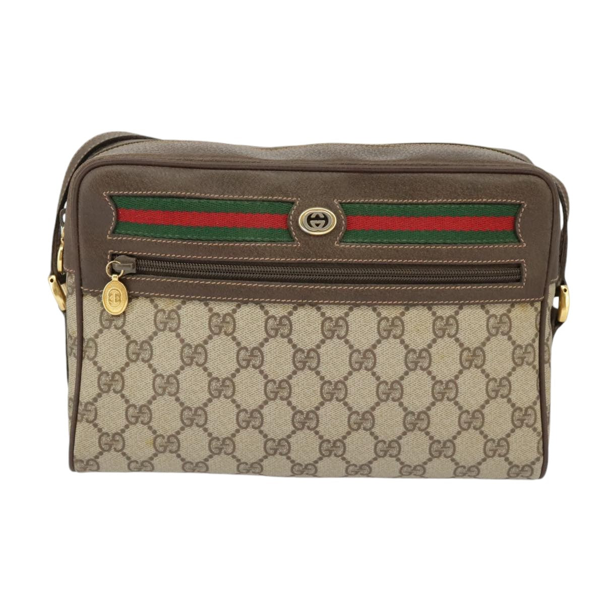 GUCCI GG Supreme Web Sherry Line Shoulder Bag PVC Beige 119 02 088 99670