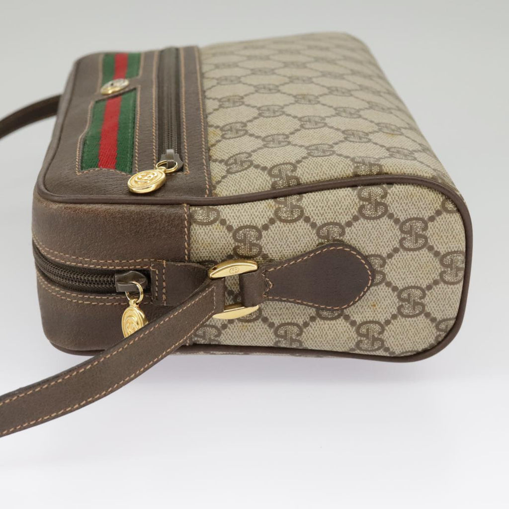 GUCCI GG Supreme Web Sherry Line Shoulder Bag PVC Beige 119 02 088 99670