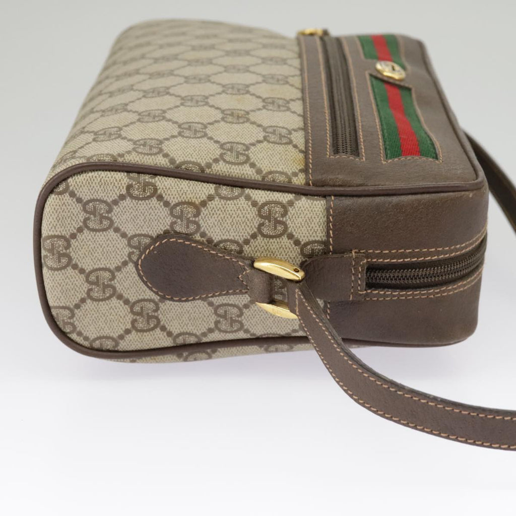 GUCCI GG Supreme Web Sherry Line Shoulder Bag PVC Beige 119 02 088 99670