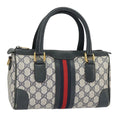 GUCCI GG Supreme Sherry Line Hand Bag PVC Navy Gold Red 002 39 0069 99687