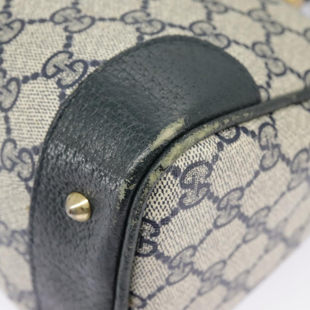 GUCCI GG Supreme Sherry Line Hand Bag PVC Navy Gold Red 002 39 0069 99687