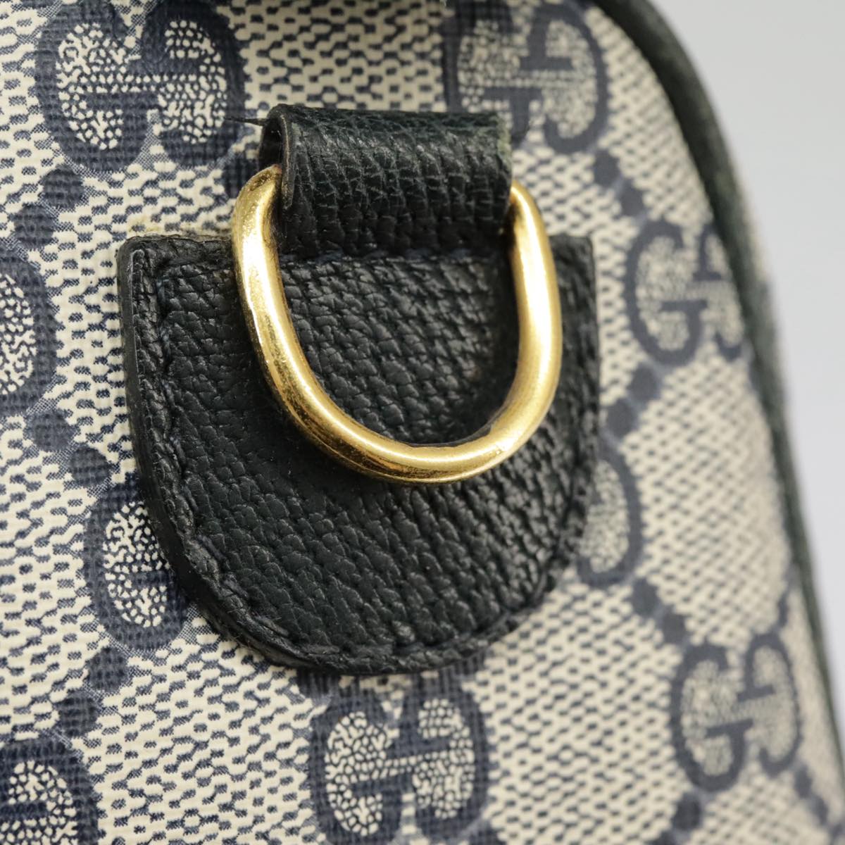 GUCCI GG Supreme Sherry Line Hand Bag PVC Navy Gold Red 002 39 0069 99687