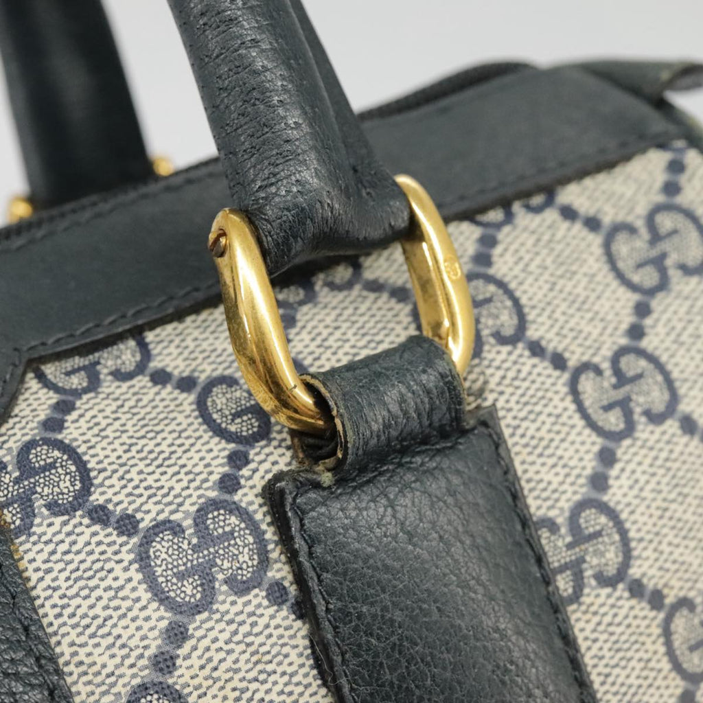 GUCCI GG Supreme Sherry Line Hand Bag PVC Navy Gold Red 002 39 0069 99687