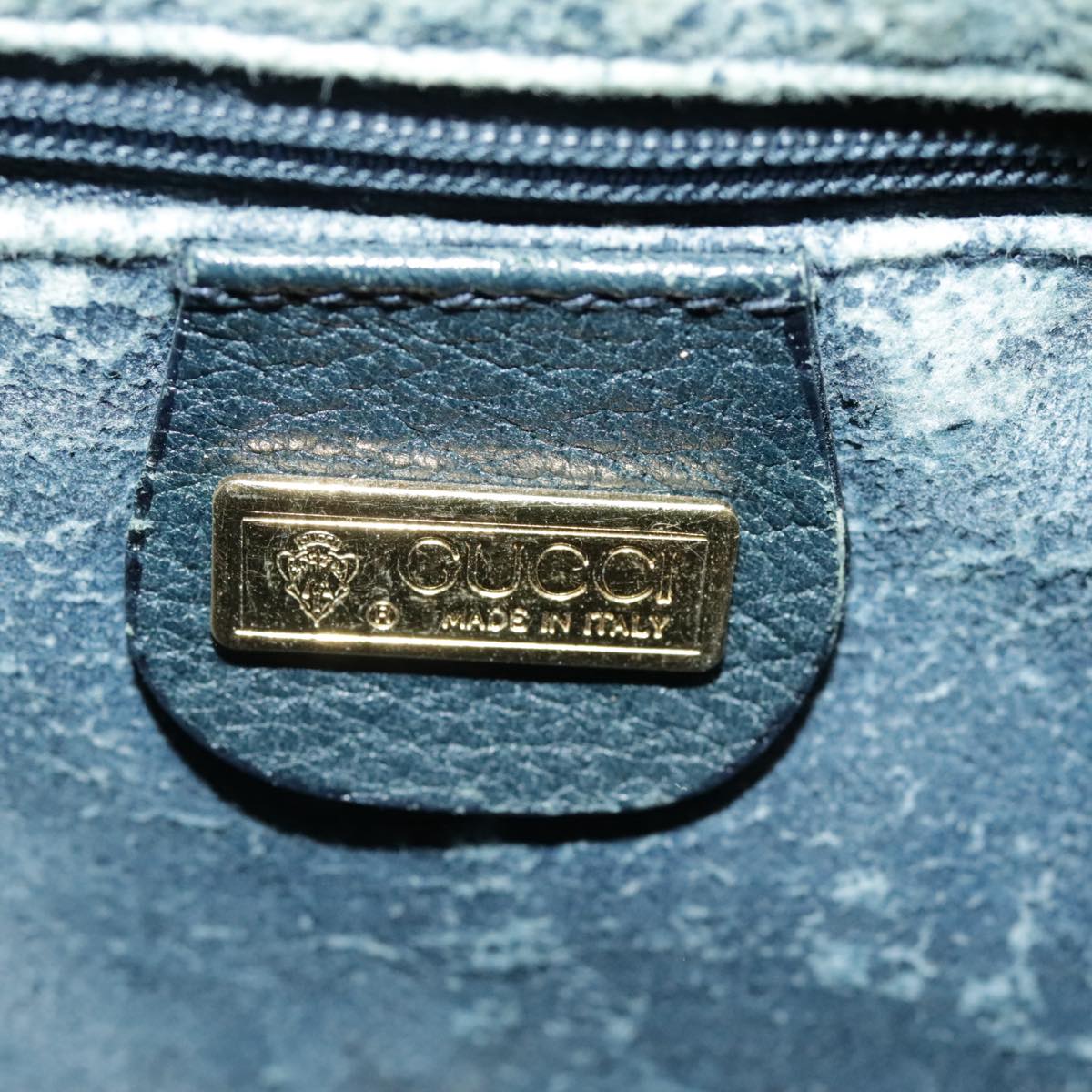 GUCCI GG Supreme Sherry Line Hand Bag PVC Navy Gold Red 002 39 0069 99687
