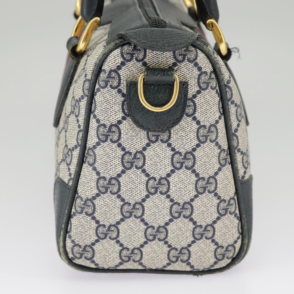 GUCCI GG Supreme Sherry Line Hand Bag PVC Navy Gold Red 002 39 0069 99687