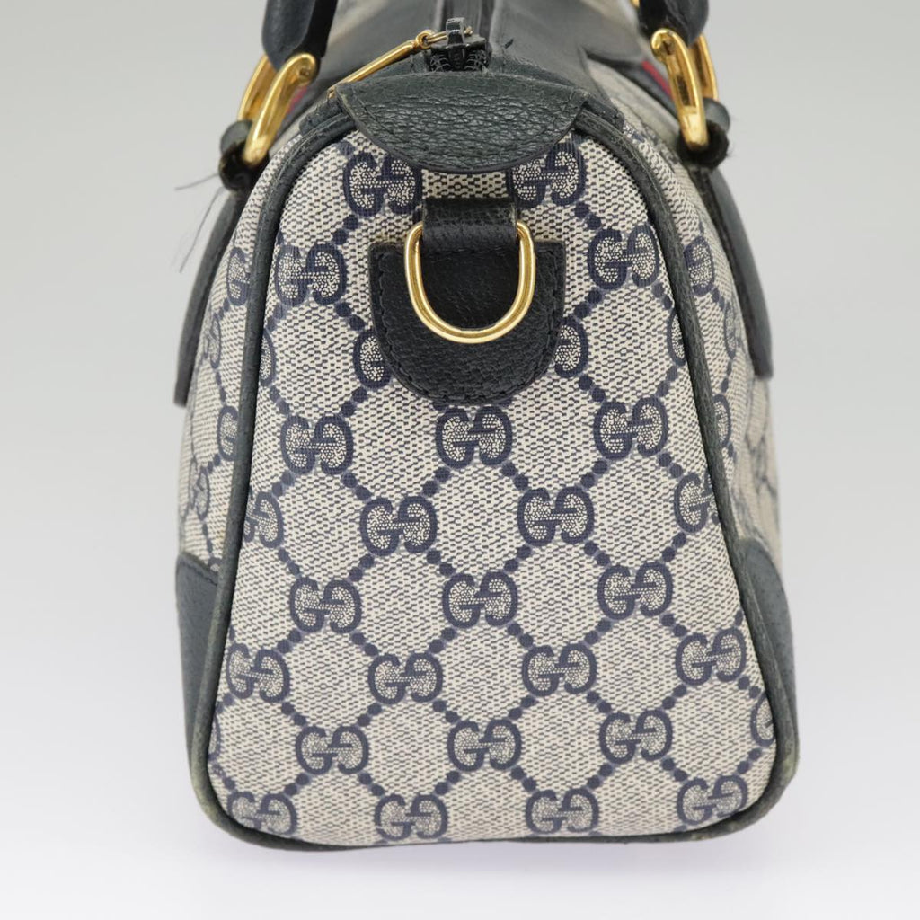GUCCI GG Supreme Sherry Line Hand Bag PVC Navy Gold Red 002 39 0069 99687
