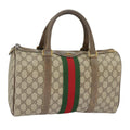 GUCCI GG Supreme Web Sherry Line Hand Bag PVC Beige Red 24 02 007 99688