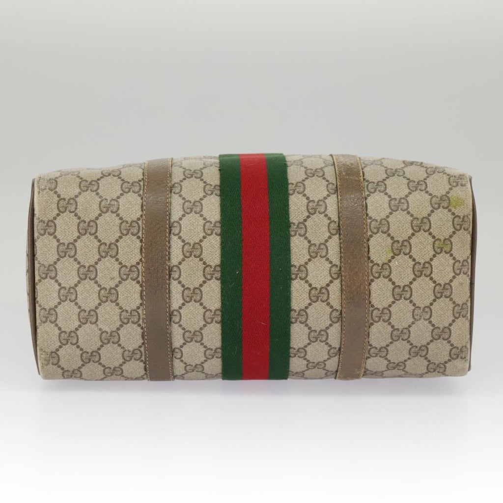 GUCCI GG Supreme Web Sherry Line Hand Bag PVC Beige Red 24 02 007 99688