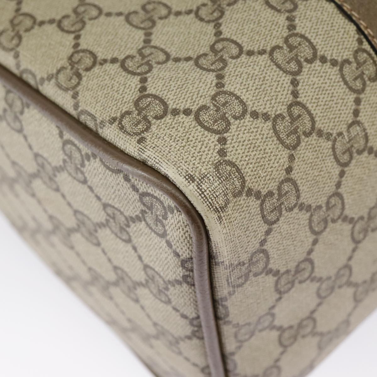 GUCCI GG Supreme Web Sherry Line Hand Bag PVC Beige Red 24 02 007 99688