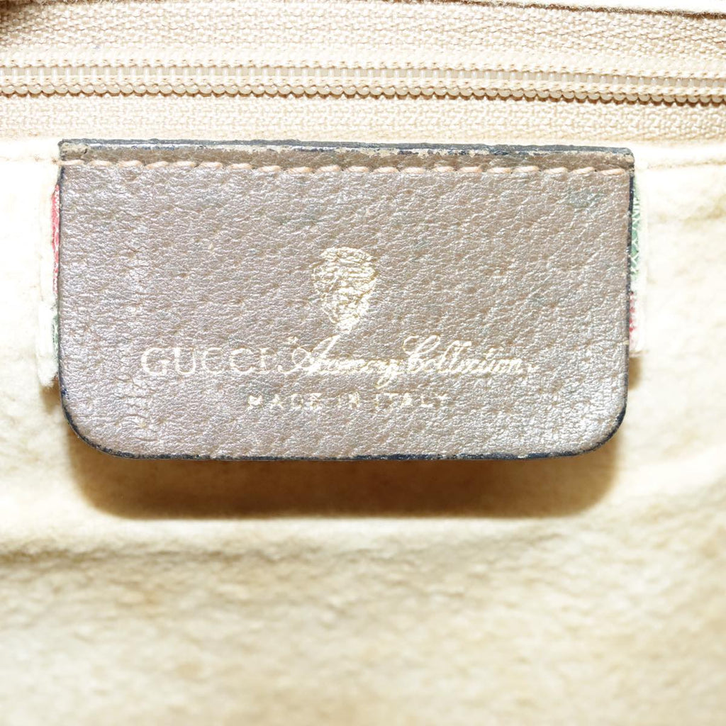 GUCCI GG Supreme Web Sherry Line Hand Bag PVC Beige Red 24 02 007 99688