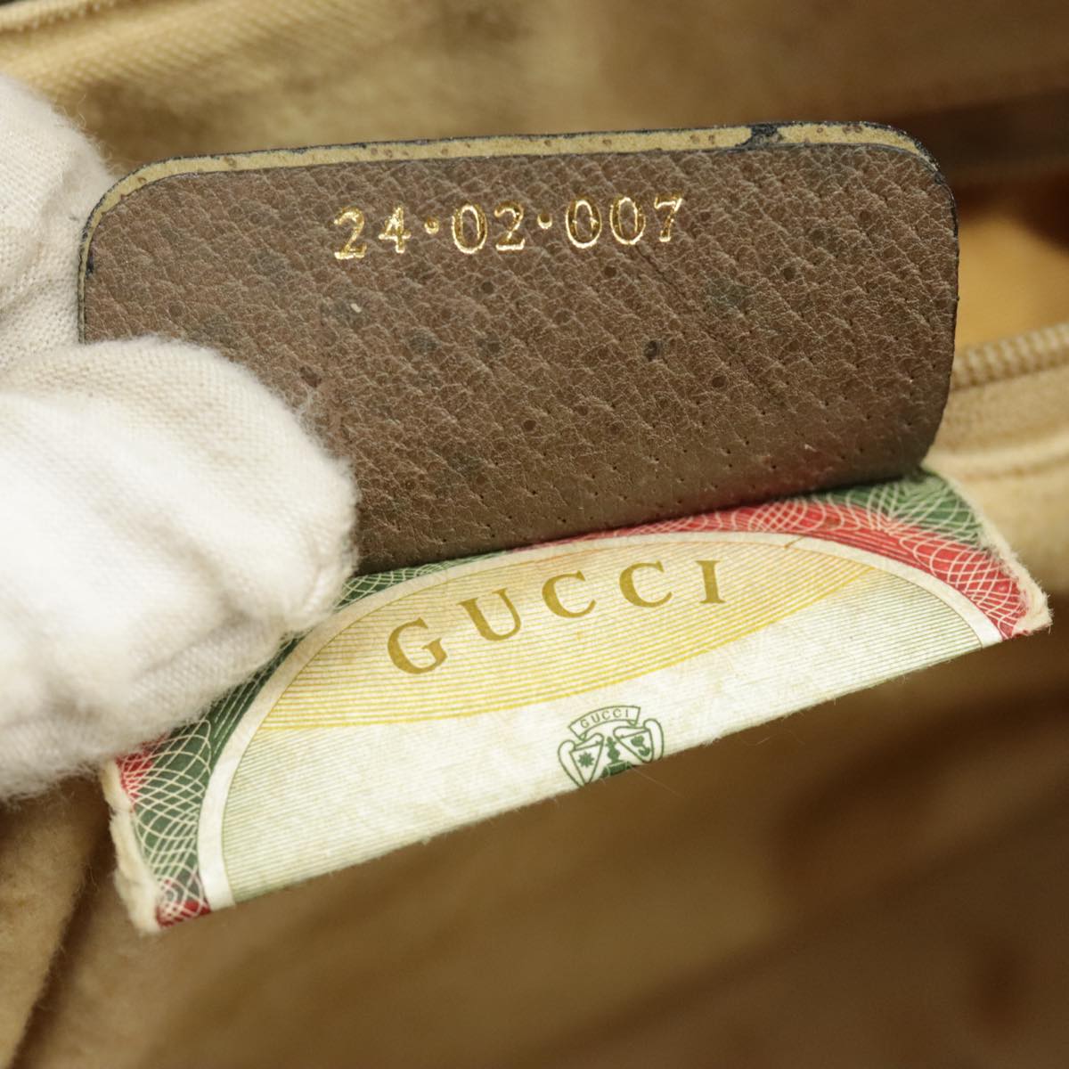 GUCCI GG Supreme Web Sherry Line Hand Bag PVC Beige Red 24 02 007 99688
