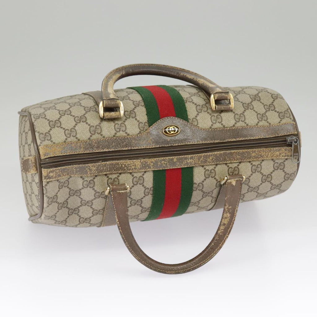 GUCCI GG Supreme Web Sherry Line Hand Bag PVC Beige Red 24 02 007 99688