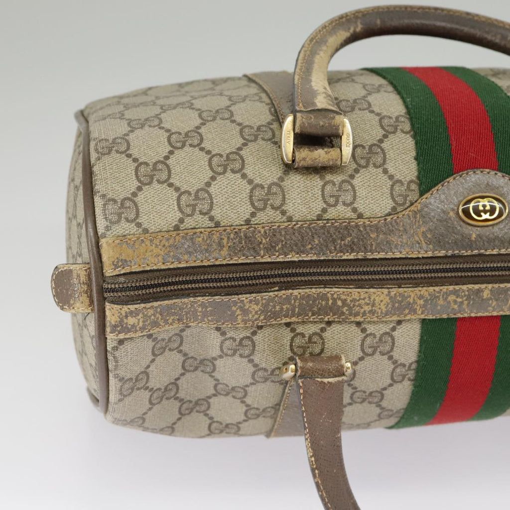 GUCCI GG Supreme Web Sherry Line Hand Bag PVC Beige Red 24 02 007 99688