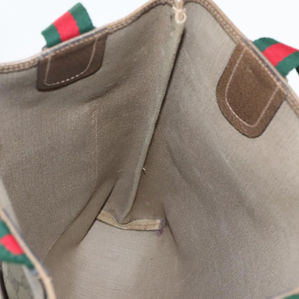 GUCCI GG Supreme Web Sherry Line Tote Bag PVC Beige Red 39 02 003 99689