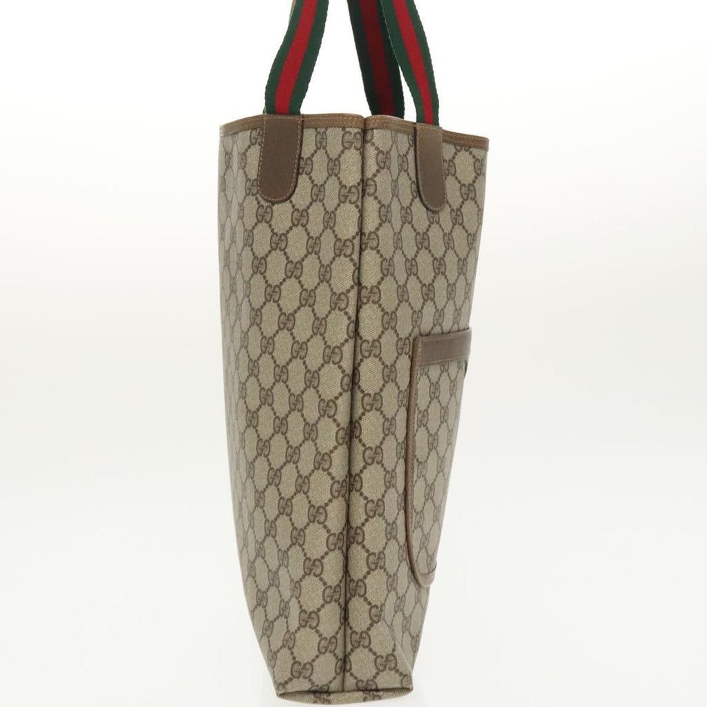 GUCCI GG Supreme Web Sherry Line Tote Bag PVC Beige Red 39 02 003 99689