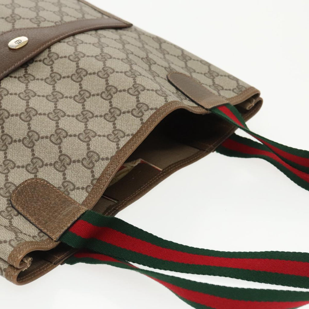 GUCCI GG Supreme Web Sherry Line Tote Bag PVC Beige Red 39 02 003 99689