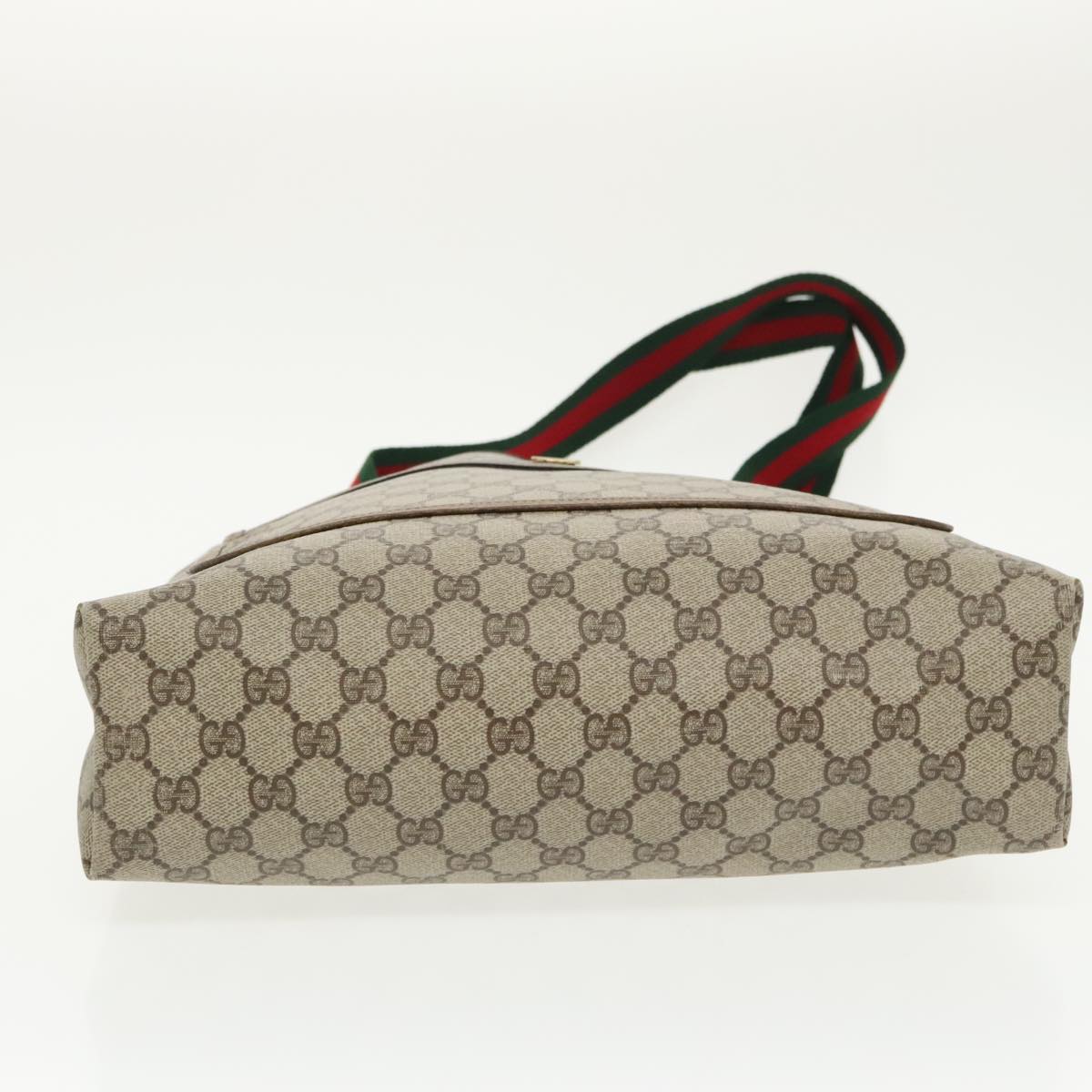 GUCCI GG Supreme Web Sherry Line Tote Bag PVC Beige Red 39 02 003 99689