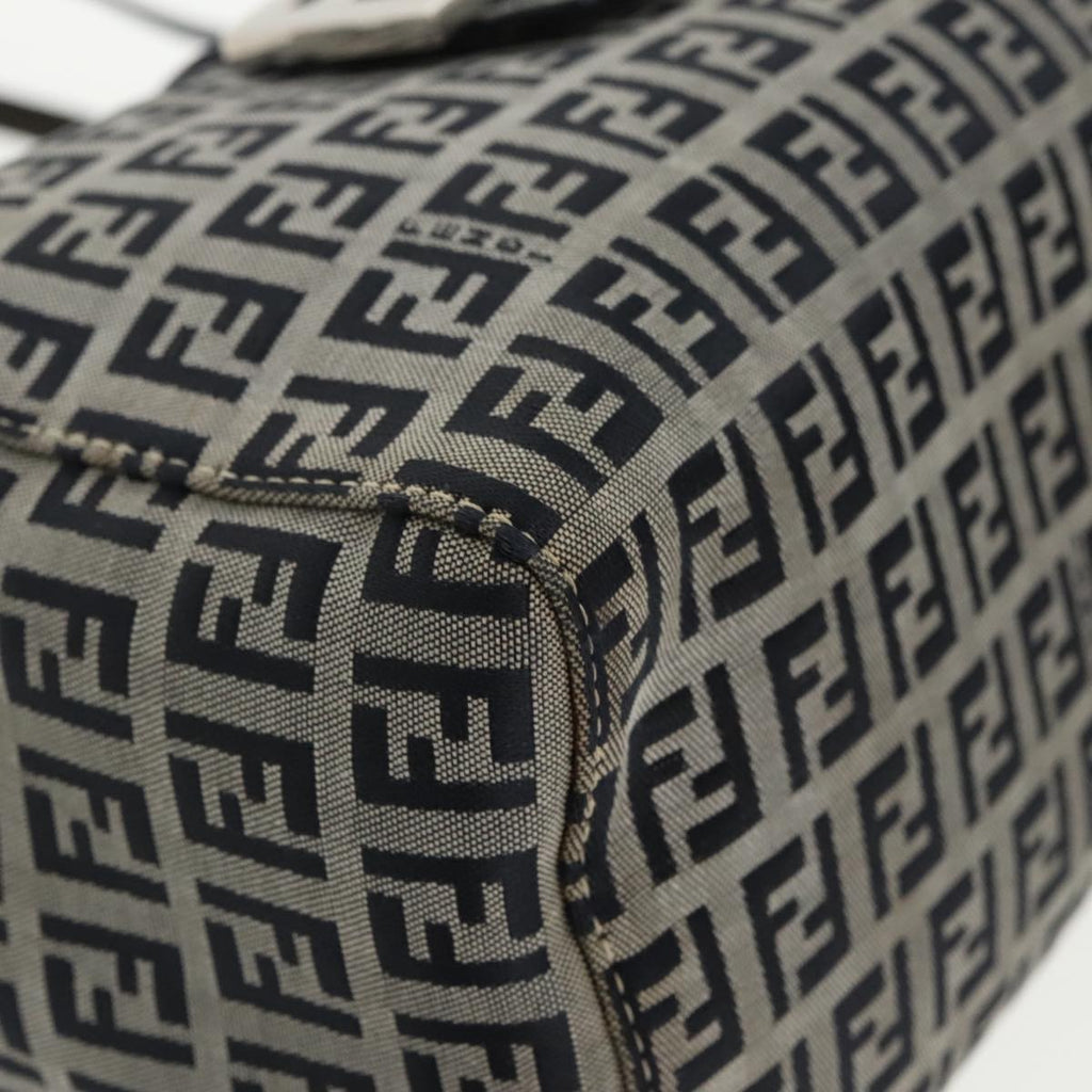 FENDI Zucchino Canvas Hand Bag Navy Silver 99690