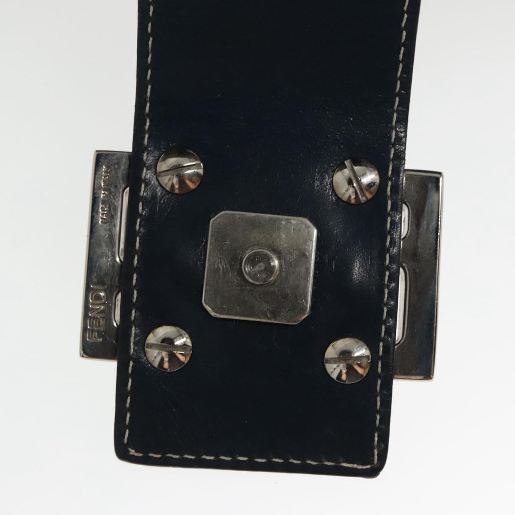 FENDI Zucchino Canvas Hand Bag Navy Silver 99690