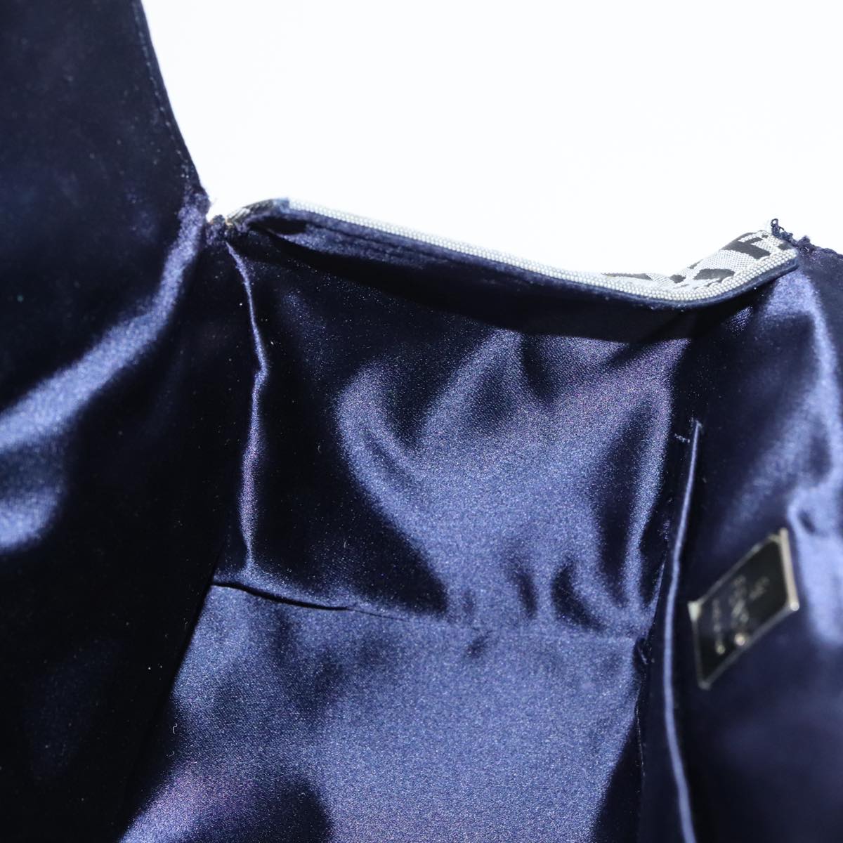 FENDI Zucchino Canvas Hand Bag Navy Silver 99690