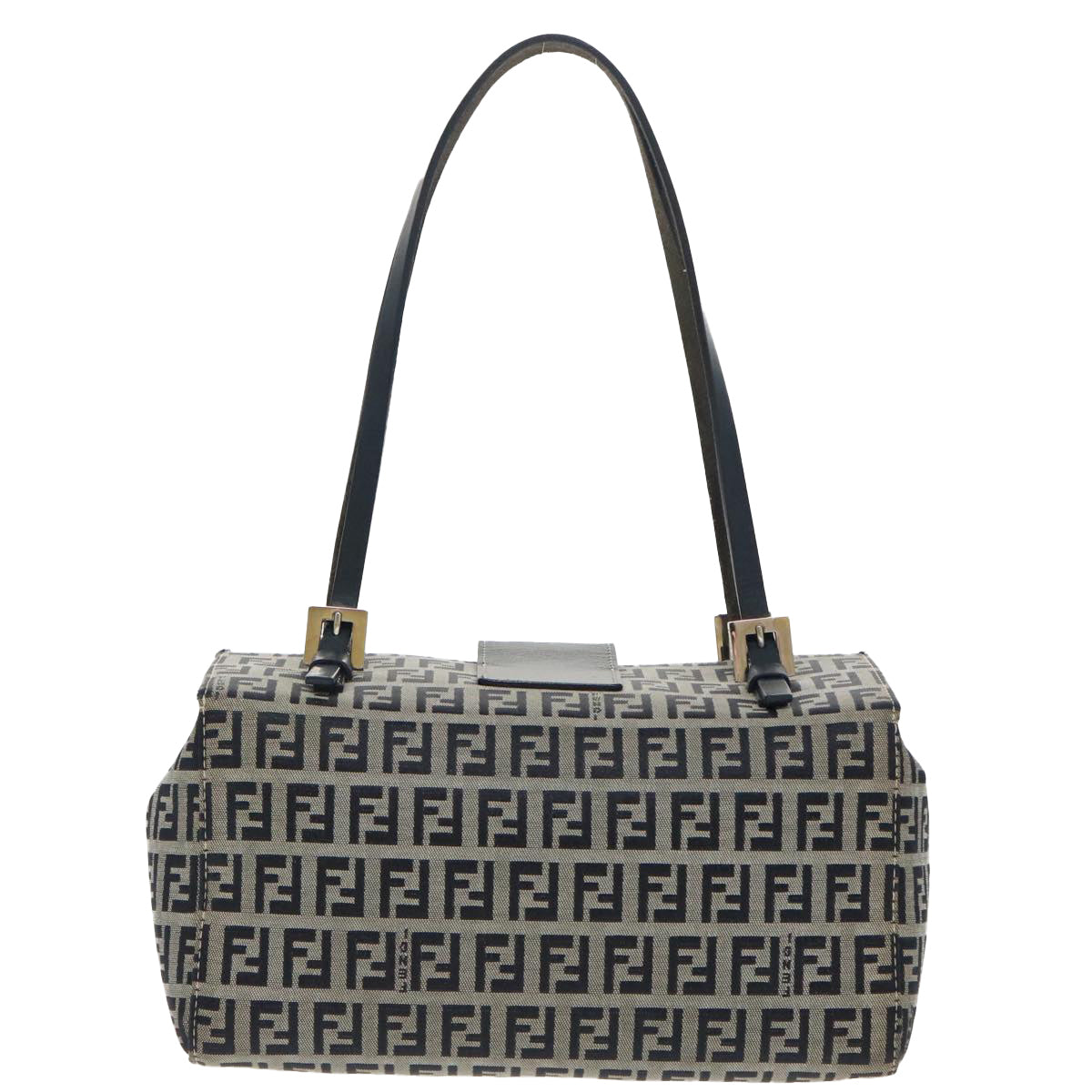 FENDI Zucchino Canvas Hand Bag Navy Silver 99690