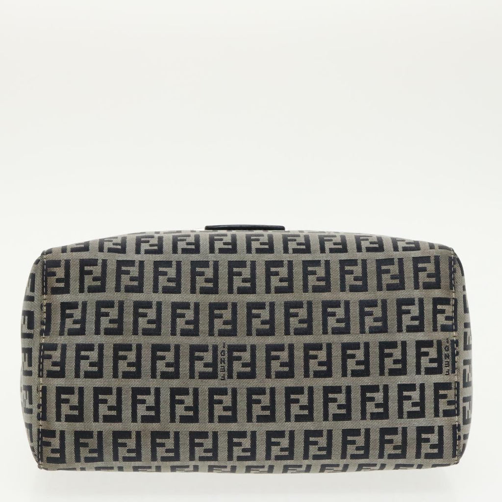 FENDI Zucchino Canvas Hand Bag Navy Silver 99690