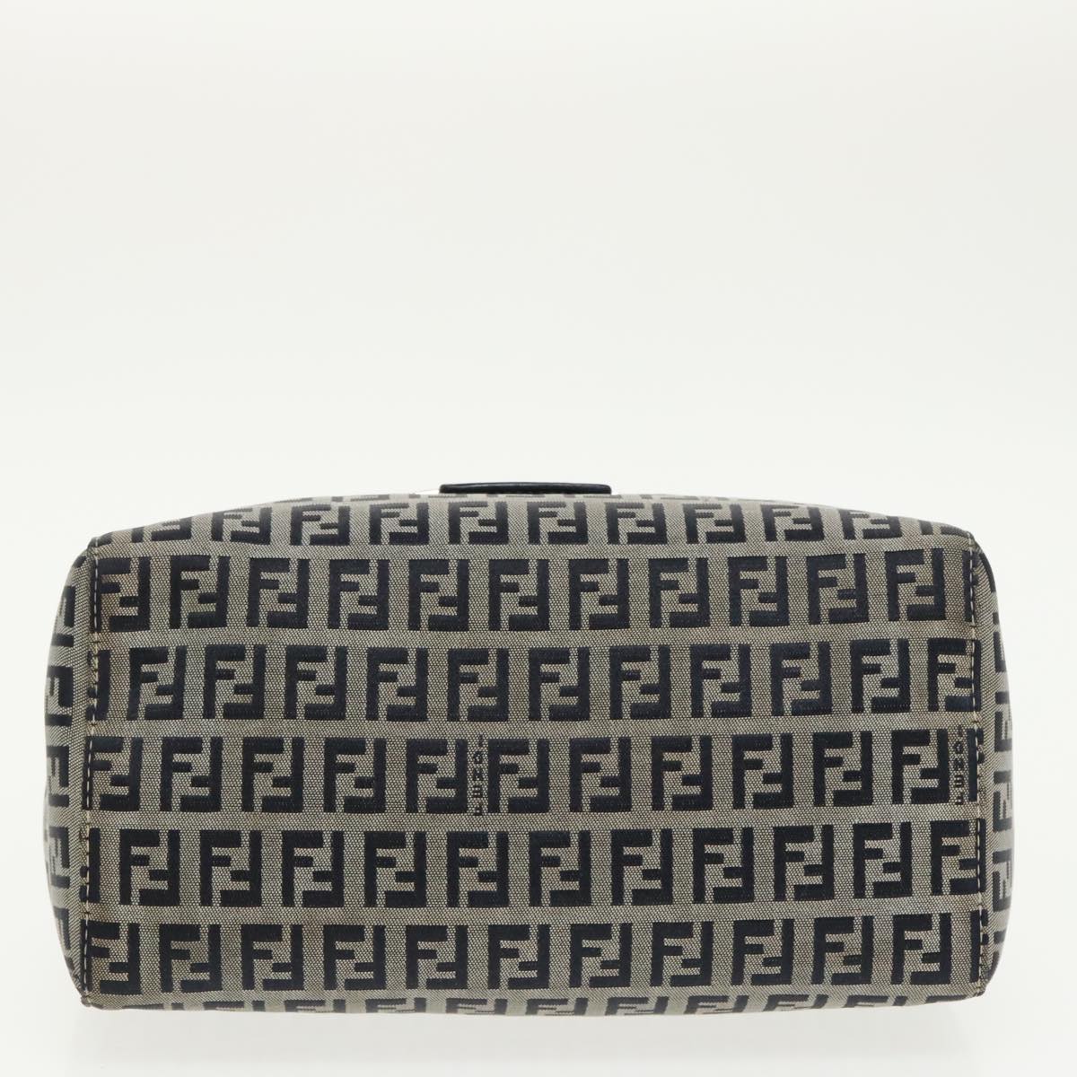 FENDI Zucchino Canvas Hand Bag Navy Silver 99690