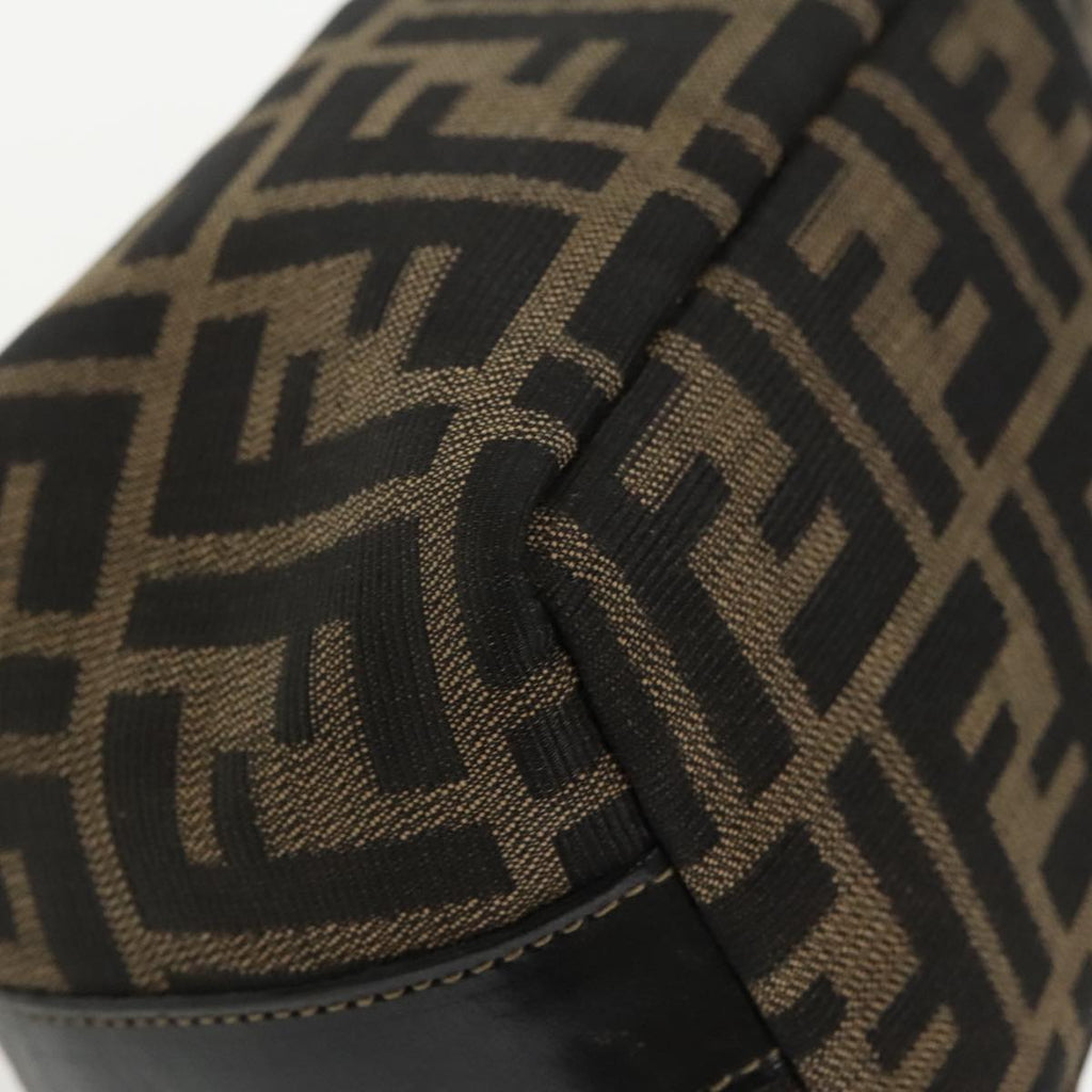 FENDI Zucca Canvas Vanity Pouch Brown Black gold 99693