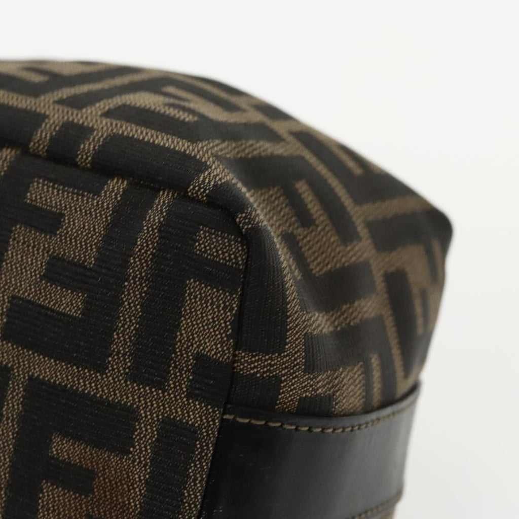 FENDI Zucca Canvas Vanity Pouch Brown Black gold 99693