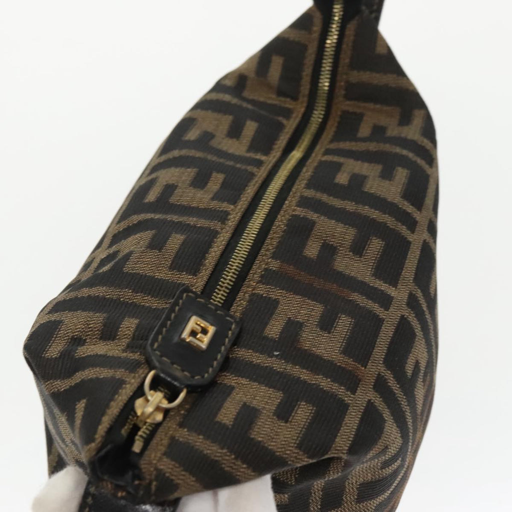 FENDI Zucca Canvas Vanity Pouch Brown Black gold 99693