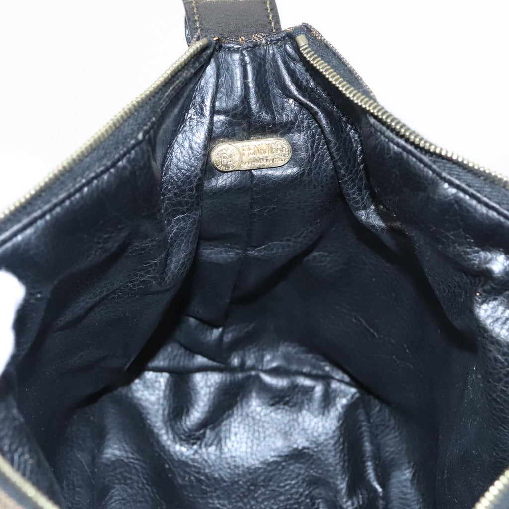 FENDI Zucca Canvas Vanity Pouch Brown Black gold 99693