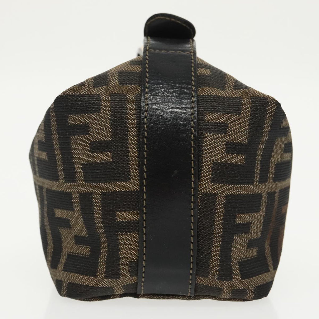 FENDI Zucca Canvas Vanity Pouch Brown Black gold 99693