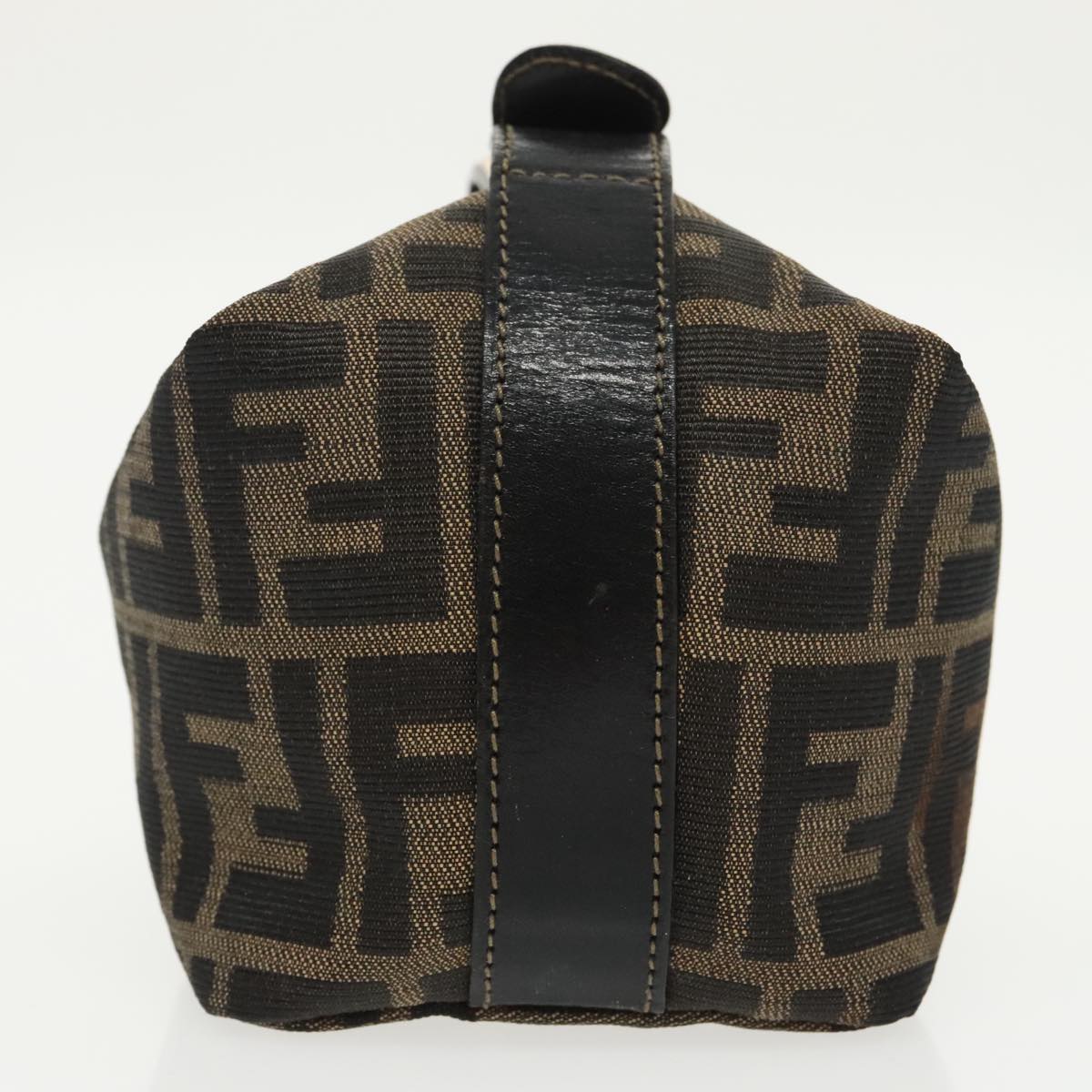 FENDI Zucca Canvas Vanity Pouch Brown Black gold 99693